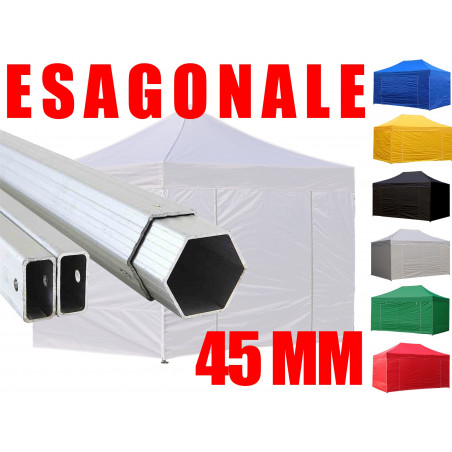 Gazebo pieghevole professionale 3x3mt Alluminio 6cm Bianco