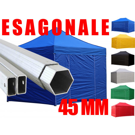 Gazebo 3x3 pieghevole in alluminio esagonale Richiudibile impermeabile 4  pareti