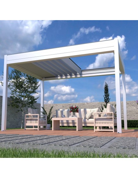 Pergola Bioclimatica Retrattile Symphonia 4x4 metri - LED RGB motorizzata - 6