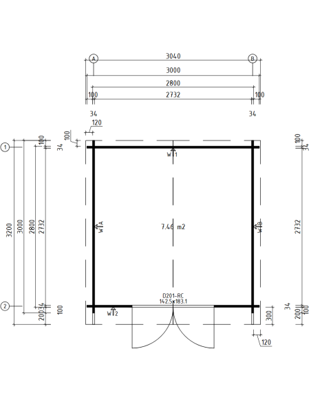 MOD. SMERALDO 300X300 CM - 34 mm - CASETTA PER IL GIARDINO - 8