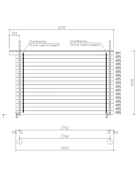 MOD. SMERALDO 300X300 CM - 34 mm - CASETTA PER IL GIARDINO - 9