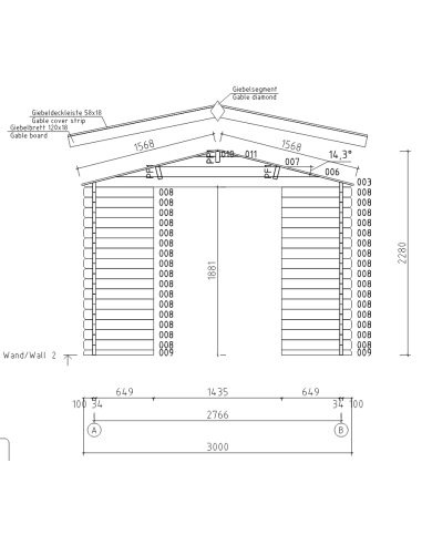 MOD. SMERALDO 300X300 CM - 34 mm - CASETTA PER IL GIARDINO - 10