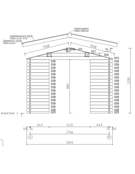 MOD. SMERALDO 300X300 CM - 34 mm - CASETTA PER IL GIARDINO - 10