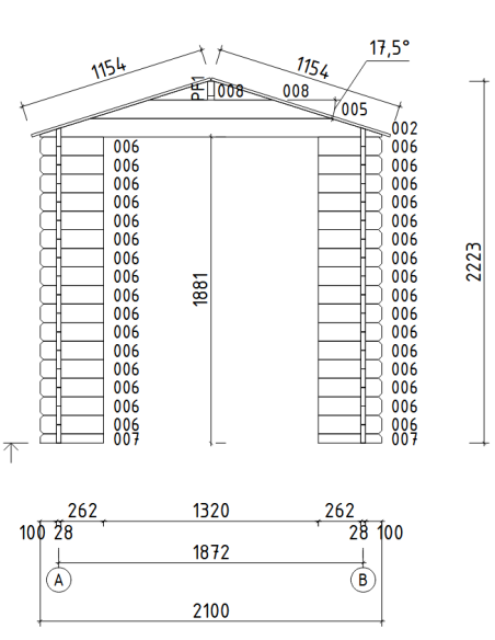 MOD. TOPAZIO 210X210 CM - 28 mm - CASETTA PER IL GIARDINO - 10