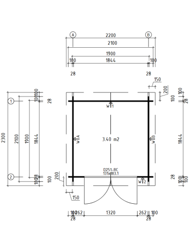 MOD. TOPAZIO 210X210 CM - 28 mm - CASETTA PER IL GIARDINO - 11