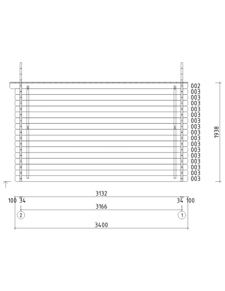 MOD. AMBRA 340X340 CM - 34 mm - CASETTA PER IL GIARDINO - 10
