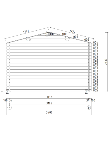 MOD. AMBRA 340X340 CM - 34 mm - CASETTA PER IL GIARDINO - 11