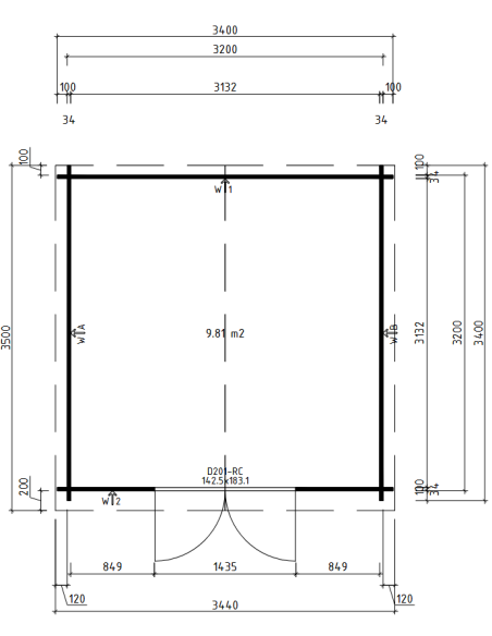 MOD. AMBRA 340X340 CM - 34 mm - CASETTA PER IL GIARDINO - 9