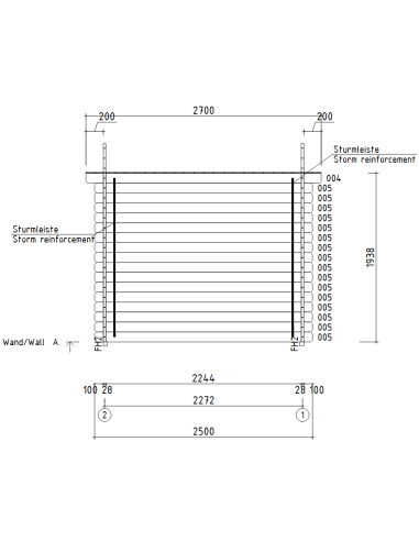 MOD. GIADA 300X250CM - 28 mm - CASETTA PER IL GIARDINO - 8
