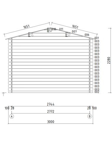 MOD. GIADA 300X250CM - 28 mm - CASETTA PER IL GIARDINO - 9