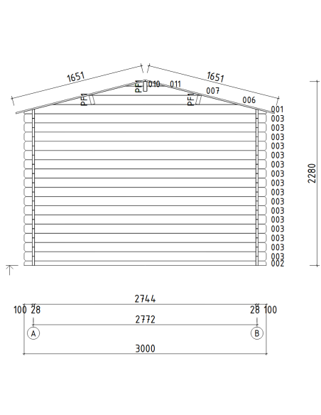 MOD. GIADA 300X250CM - 28 mm - CASETTA PER IL GIARDINO - 9