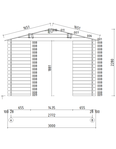 MOD. GIADA 300X250CM - 28 mm - CASETTA PER IL GIARDINO - 10