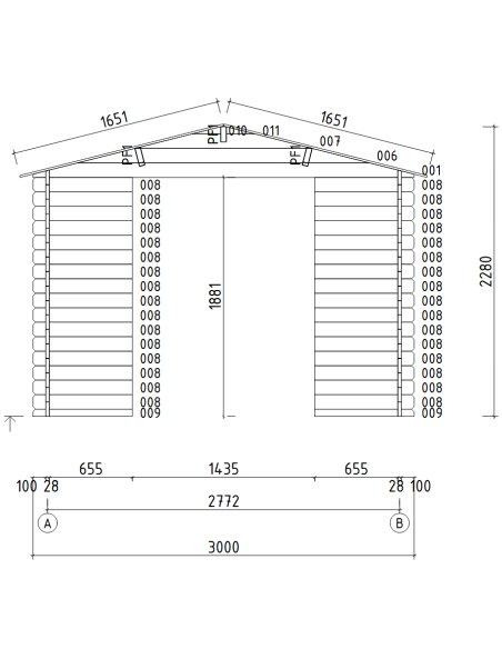 MOD. GIADA 300X250CM - 28 mm - CASETTA PER IL GIARDINO - 10