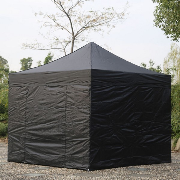 Gazebo pieghevole 3x3 nero professionale in acciaio 40 mm con pareti
