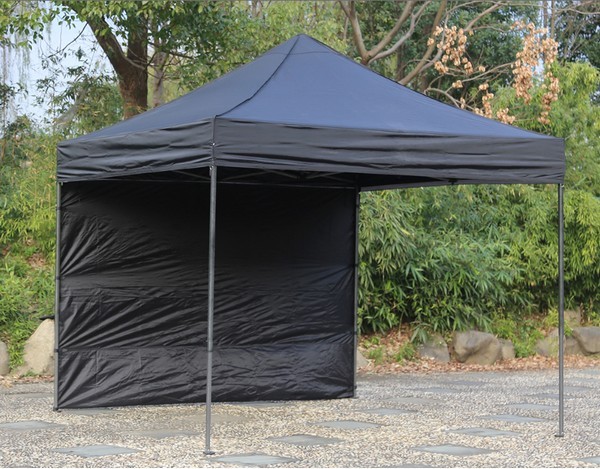 Gazebo 3x3 nero con pareti montate