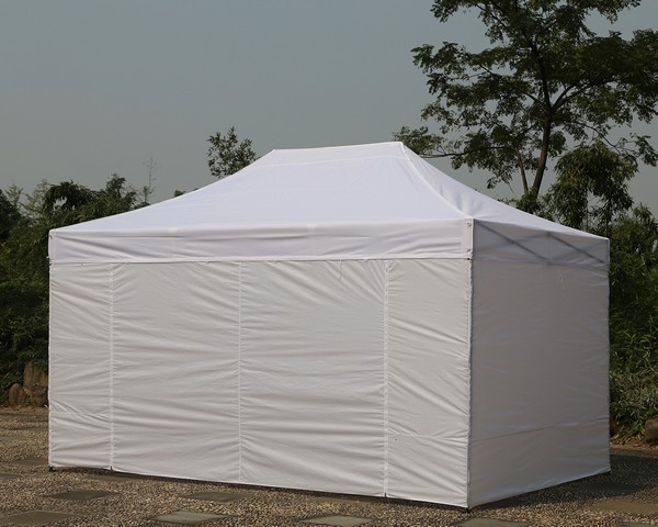 Gazebo pieghevole 4,5x3 bianco professionale in acciaio 40 mm con pareti