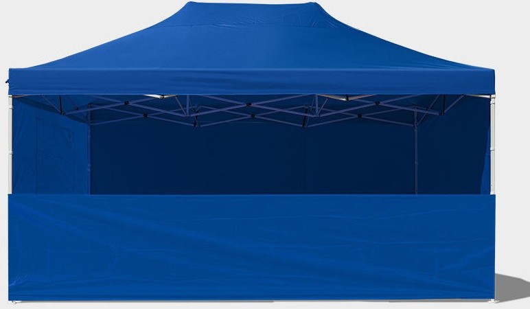Stand aperto sul fronte del gazebo 4,5x3 blu