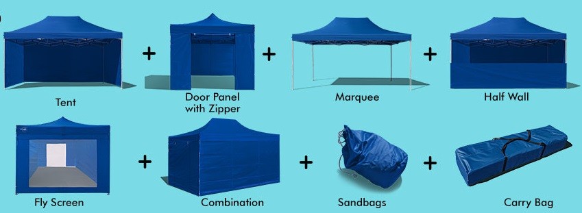Dotazione del gazebo pieghevole 4,5x3 blu