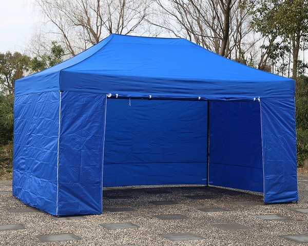 Gazebo pieghevole 4,5x3 blu professionale in acciaio 40 mm con pareti