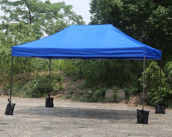 Gazebo pieghevole 4,5x3 blu aperto