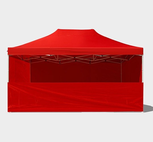 Stand aperto sul fronte del gazebo 4,5x3 rosso
