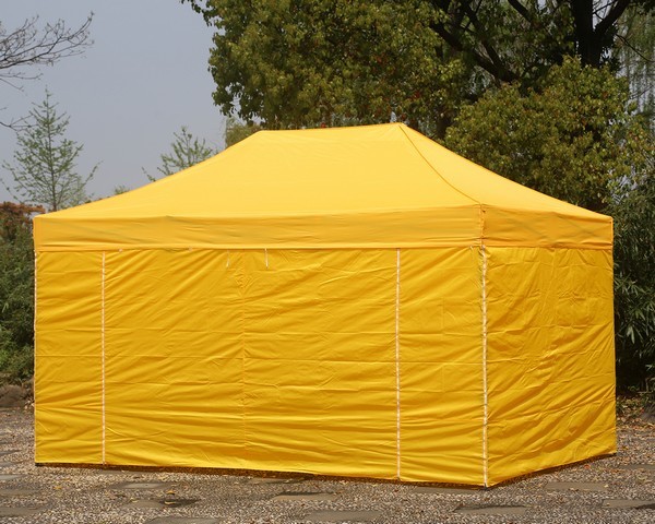 Gazebo pieghevole 4,5x3 giallo professionale in acciaio 40 mm con pareti
