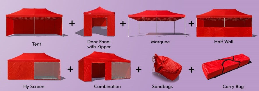 Dotazione del gazebo pieghevole 6x3 rosso