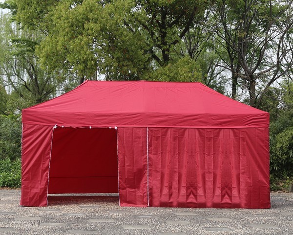 Gazebo pieghevole 6x3 rosso professionale in acciaio 40 mm con pareti