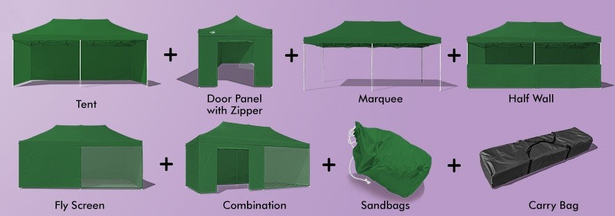 Dotazione del gazebo pieghevole 6x3 verde