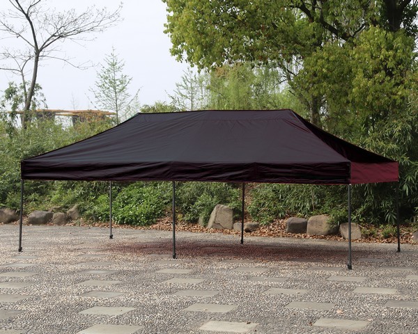 Gazebo pieghevole 6x3 nero in acciaio 40 mm montato all'aperto