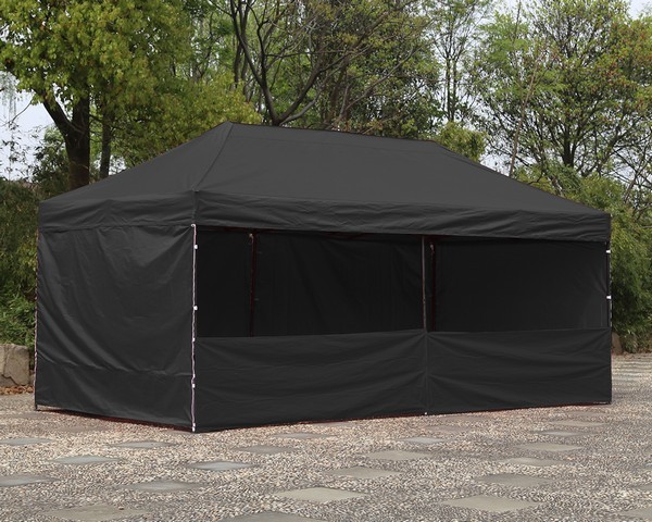 Gazebo pieghevole 6x3 nero professionale in acciaio 40 mm con pareti