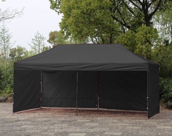 Gazebo 6x3 nero con pareti montate