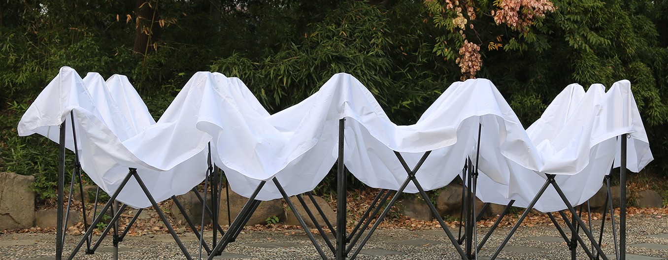 Gazebo 6x3 bianco in apertura