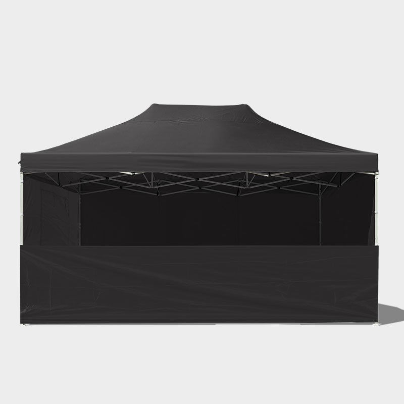 Stand aperto sul fronte del gazebo 4,5x3 nero