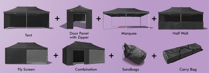 Tutte le configurazioni del gazebo pieghevole 6x3 nero