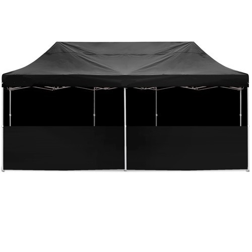 Stand aperto sul fronte del gazebo 6x3 nero