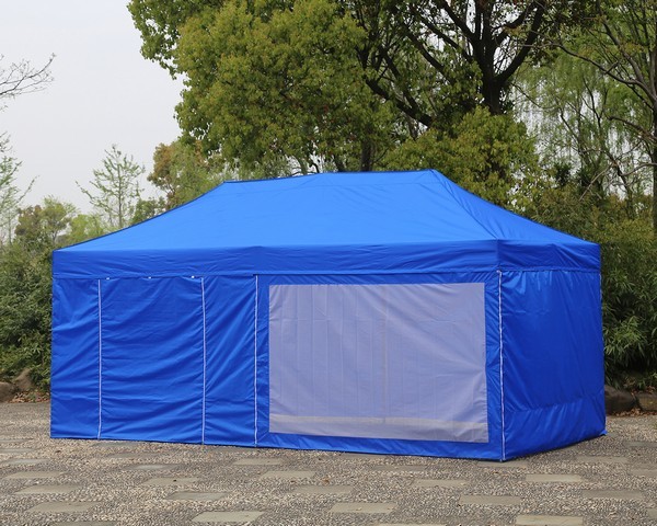 Gazebo pieghevole 6x3 blu professionale con pareti laterali