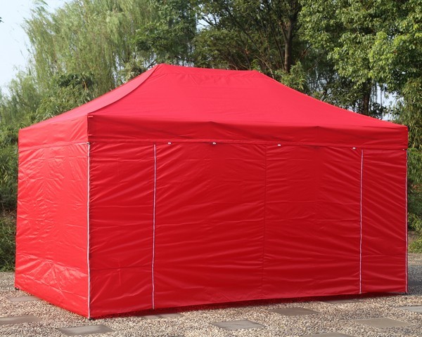 Gazebo pieghevole 4,5x3 rosso professionale con pareti laterali
